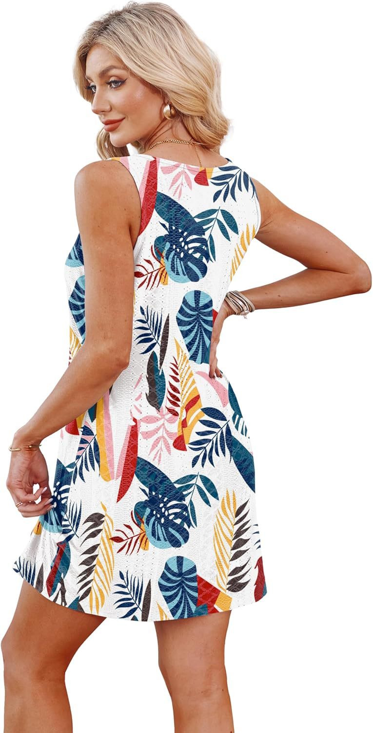 Summer Hollow Out Vacation Tank Dress with Knot Detail