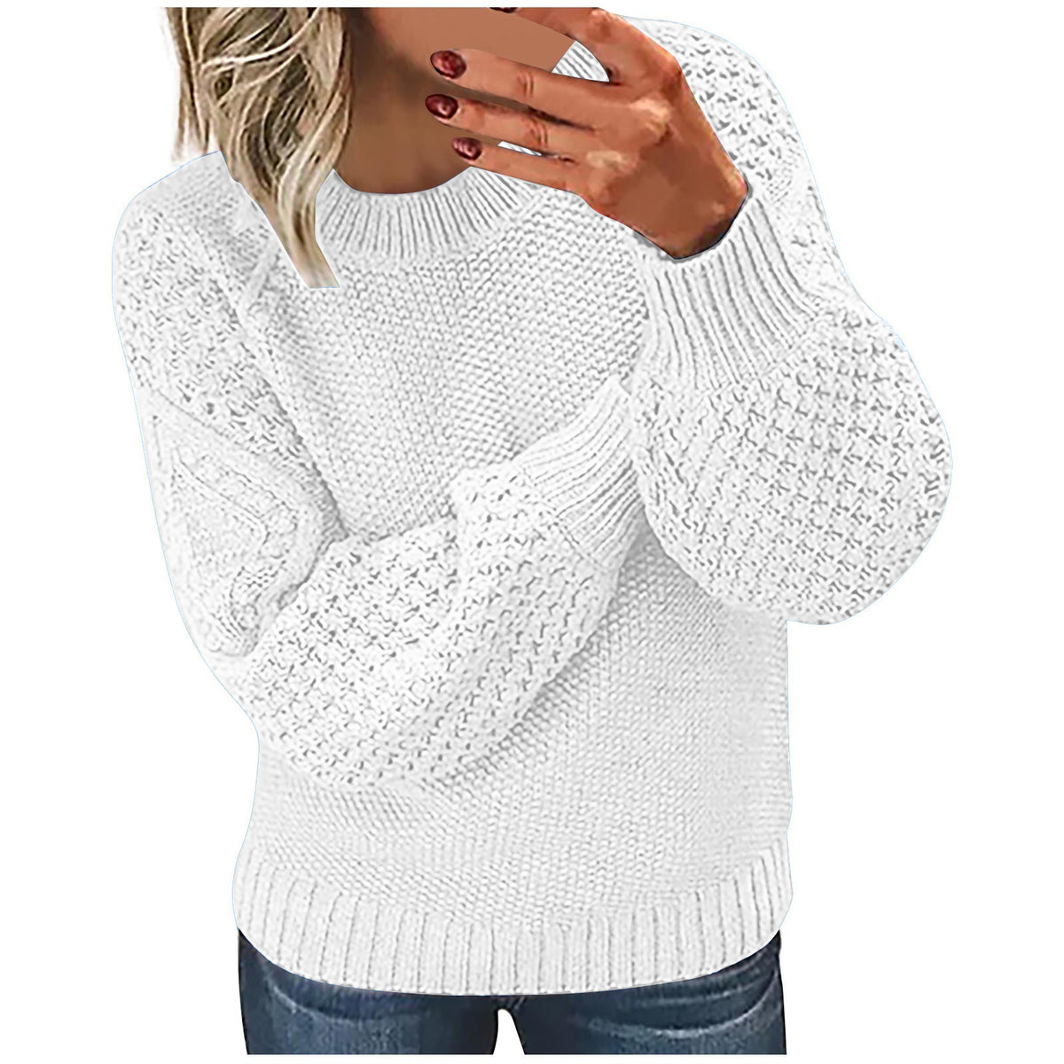 Cozy Chunky Knit Oversized Lantern Sleeve Sweater
