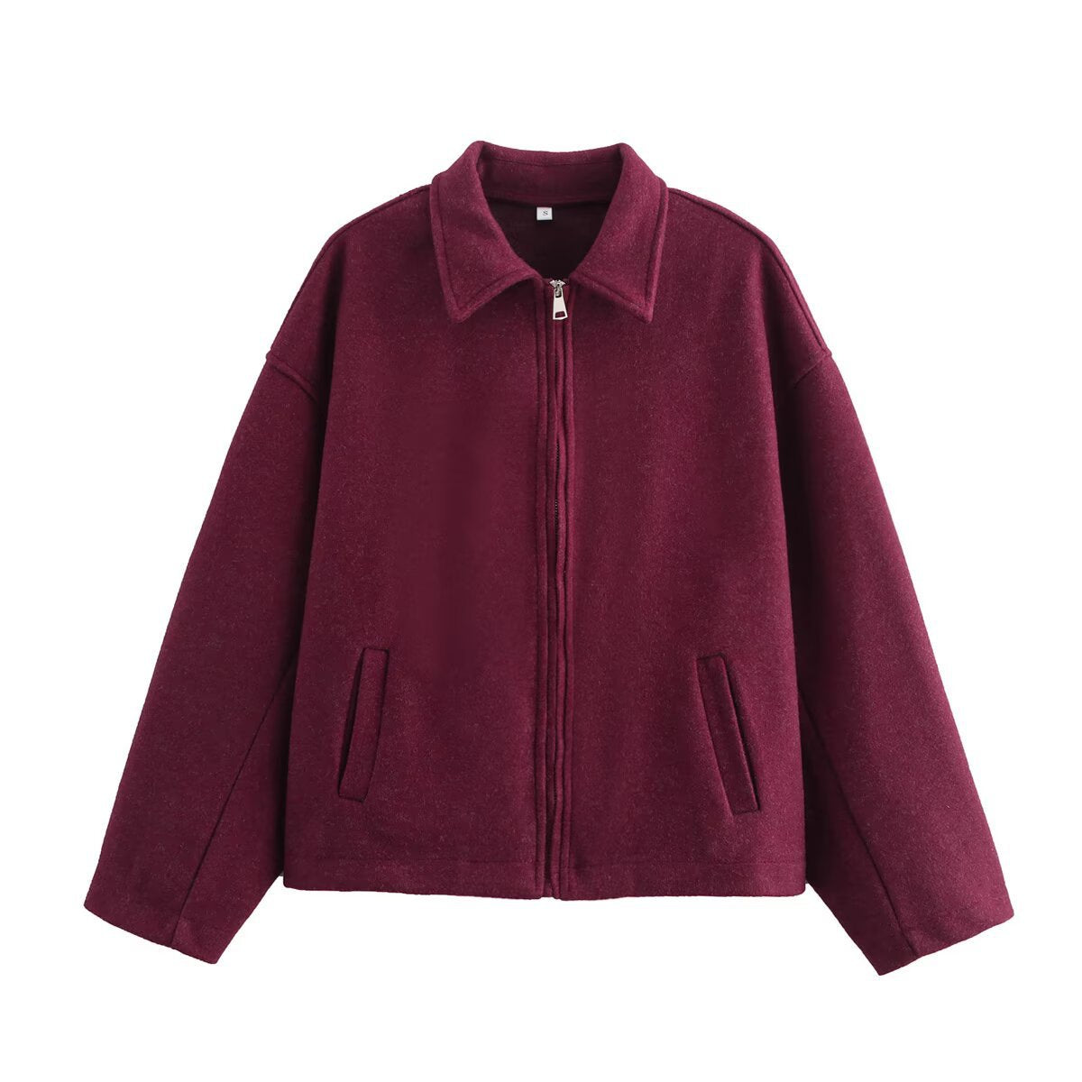 Women's Oversized Vintage Brown Zip Up Cropped Jacket