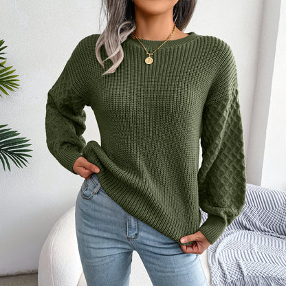 2025 Fall/Winter Casual Lantern Sleeve Knit Sweater