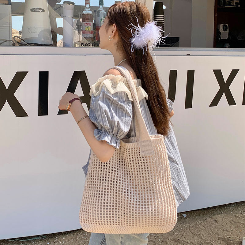 Crochet Handbags Beach Mesh Knit Bags Tote Bags Women's Shoulder Bags