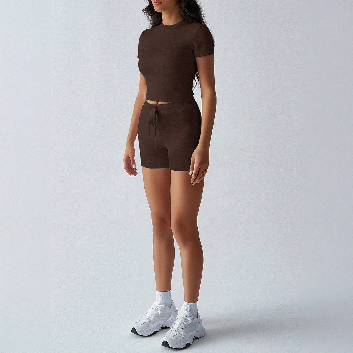 Pilates Crop Tee and Biker Shorts Athleisure Set