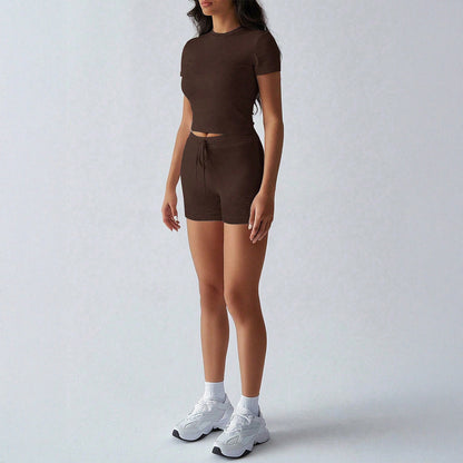Pilates Crop Tee and Biker Shorts Athleisure Set