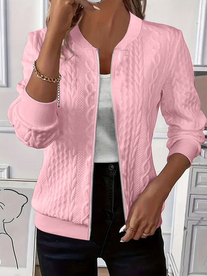 Women's Quilted Zip Up Bomber Jacket Long Sleeve