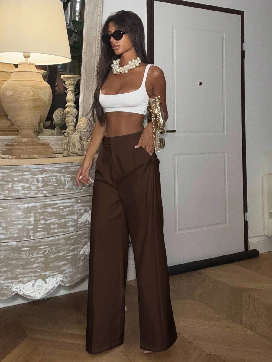 High Waisted Wide Leg Dress Pants Casual Work Trousers