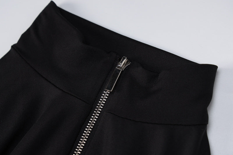 Zip Front Bodycon Jumpsuit Long Sleeve High Waist Yoga