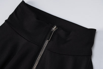 Zip Front Bodycon Jumpsuit Long Sleeve High Waist Yoga