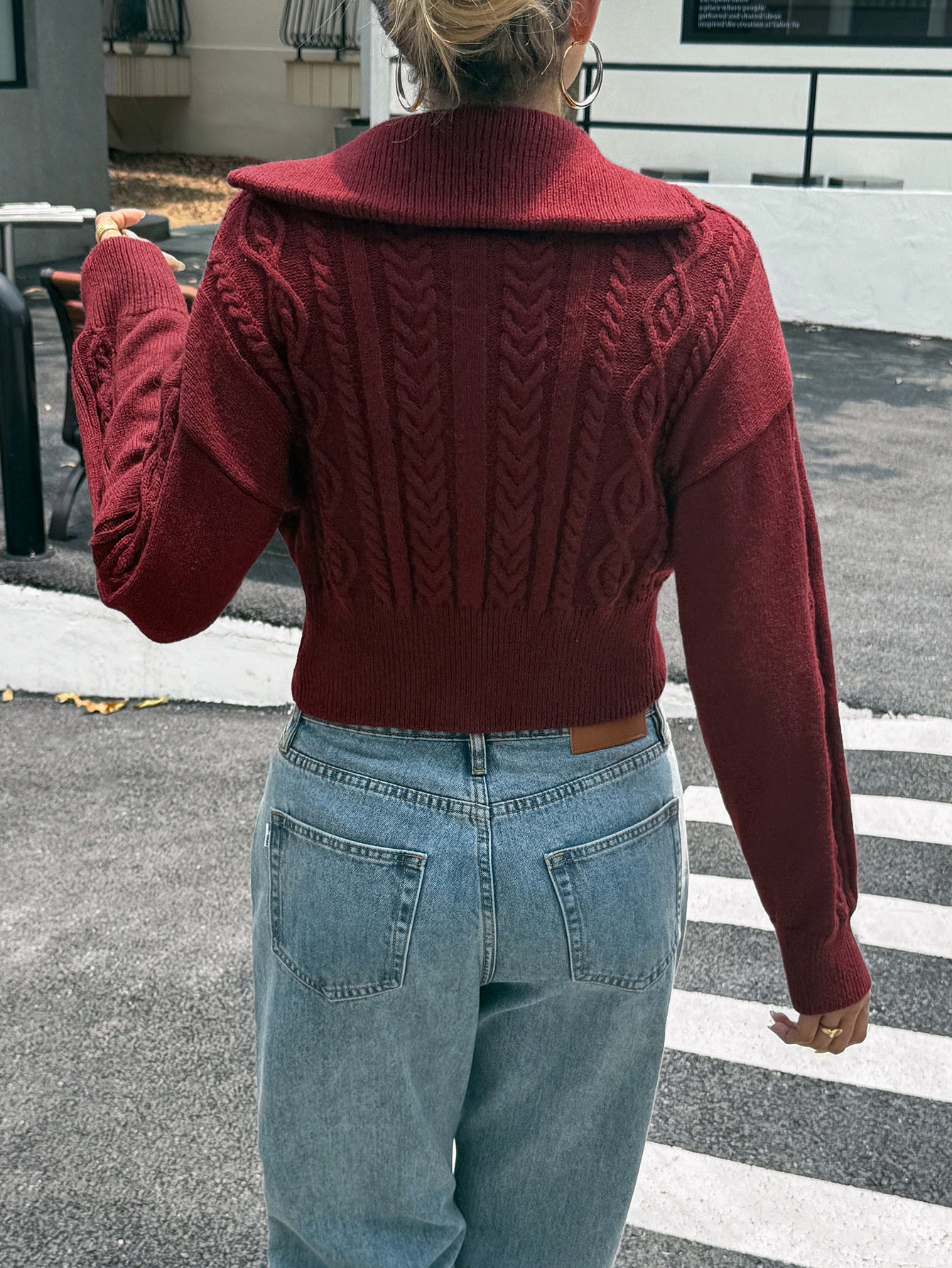 Women’s Y2K Zip Up Knit Sweater Jacket Long Sleeve Top