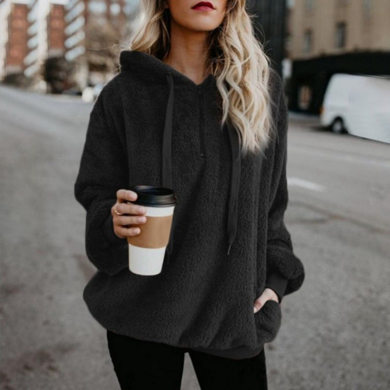 Women's Oversized Sherpa Fleece Hoodie Pullover Cozy