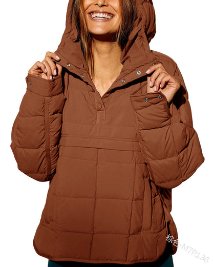 Women's Oversized Hooded Puffer Pullover Jacket