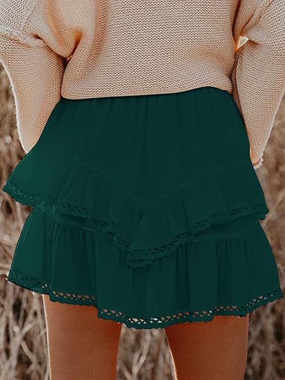 Women’s High Waist Tiered Ruffle Mini Skirt