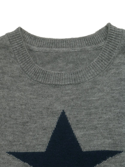Women's Oversized Star Crew Neck Knit Sweater