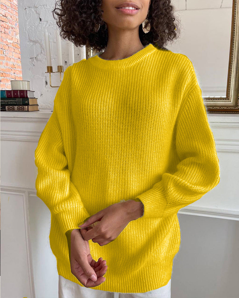 Cozy Faux Mink Knit Sweater Women Loose Fit Fall Winter