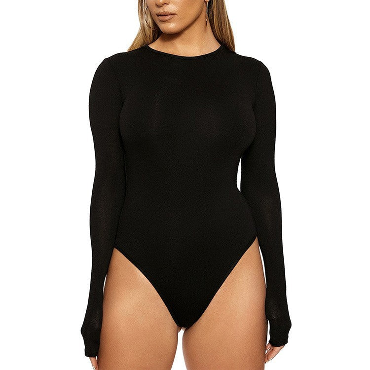 Sexy Long Sleeve Bodysuit Crew Neck Bodycon Women
