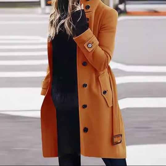 Women's Winter Mid-Length Single Breasted Wool Coat