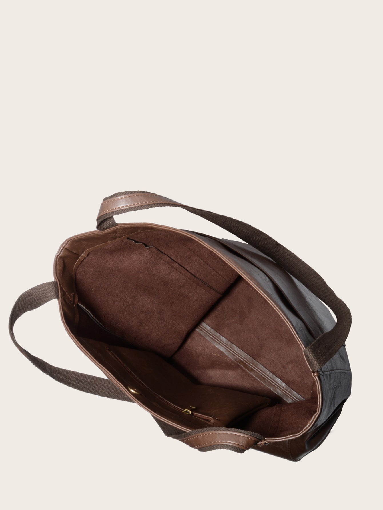 Vintage Soft Leather Tote Bag with Pocket Large Capacity