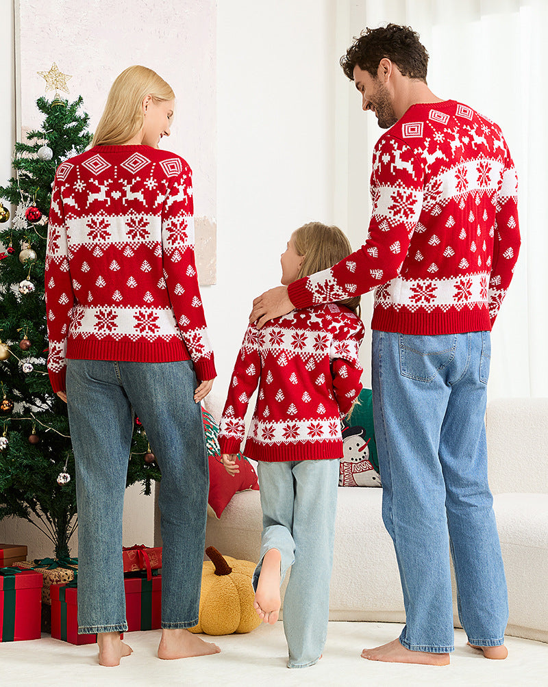 Family Matching Christmas Sweater Reindeer Knit Pullover