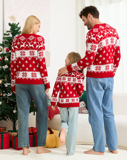 Family Matching Christmas Sweater Reindeer Knit Pullover