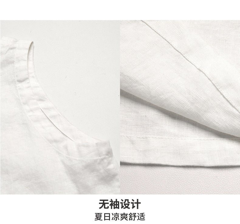 High-End Linen Vest Top Womens Reversible Sleeveless Casual