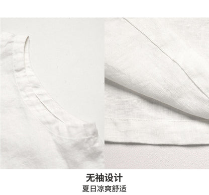 High-End Linen Vest Top Womens Reversible Sleeveless Casual