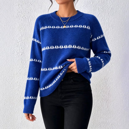 Oversized Crewneck Fair Isle Sweater Vintage Knit Pullover