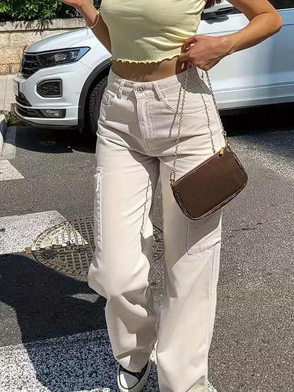 Women's High Waist Wide Leg Cargo Pants