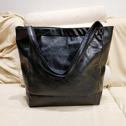 Upgraded Thick Soft Leather Large Tote Bag with Pocket