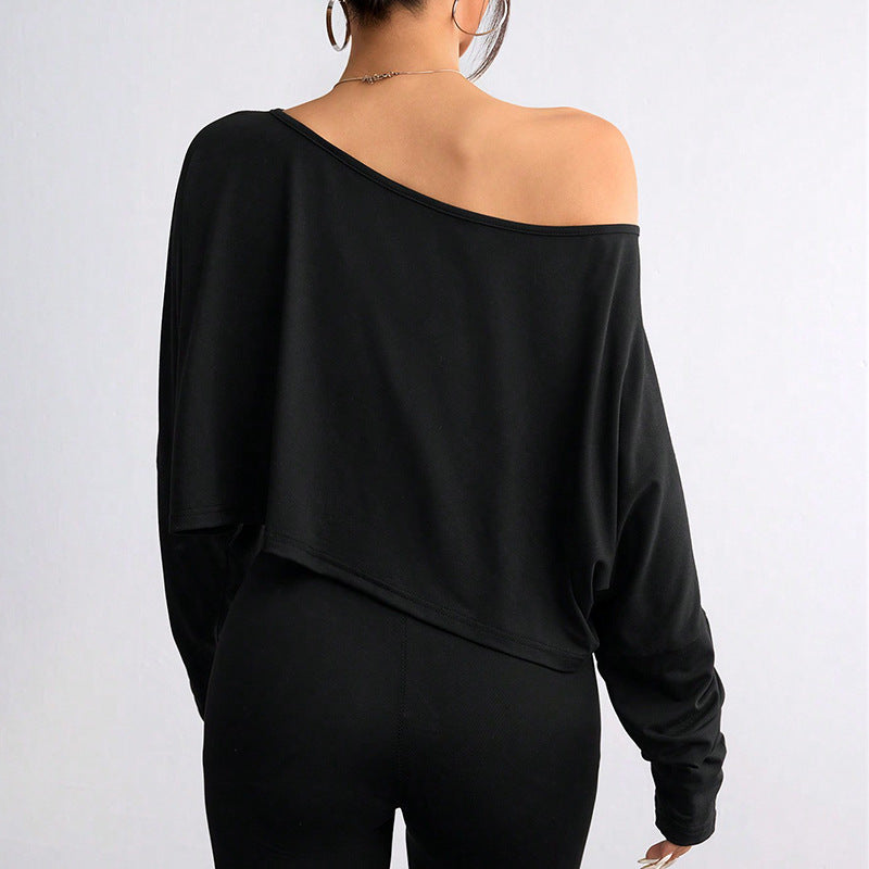 Off Shoulder Long Sleeve Crop Top Oversized Tee