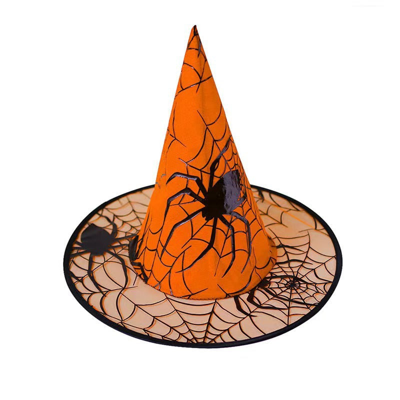 Halloween Witch Hat with Spiderweb Foil for Costumes