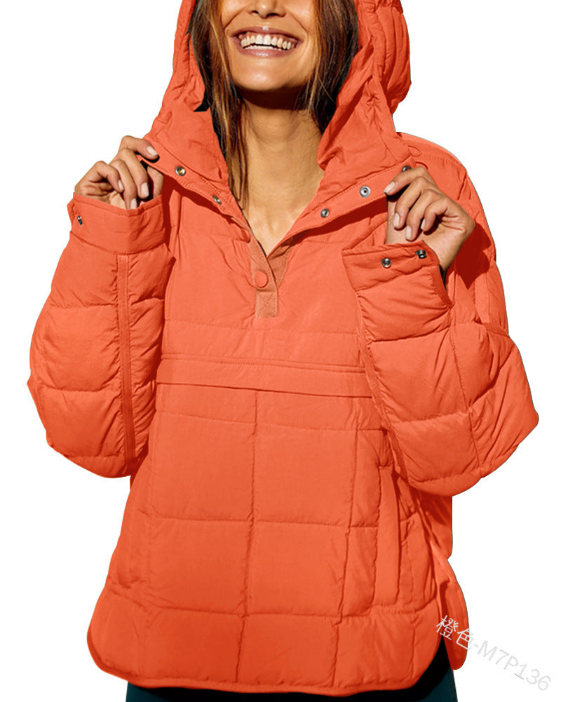Women's Oversized Hooded Puffer Pullover Jacket