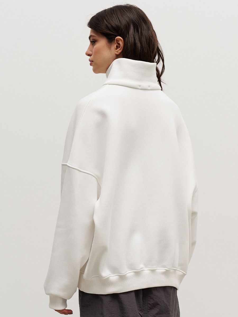 Women's Oversized Half Zip Collared Sweatshirt