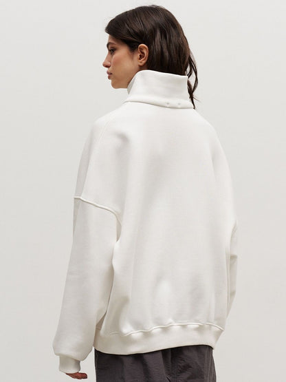 Women's Oversized Half Zip Collared Sweatshirt