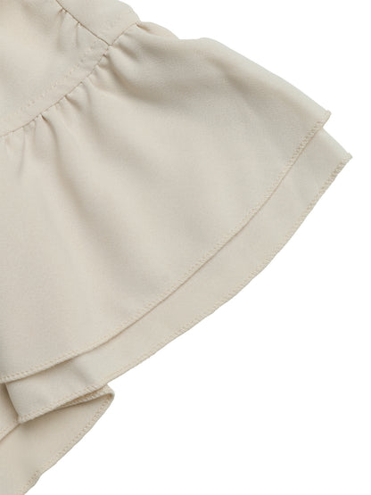 Flutter Sleeve Ruffle Collar Tie Neck Blouse Top