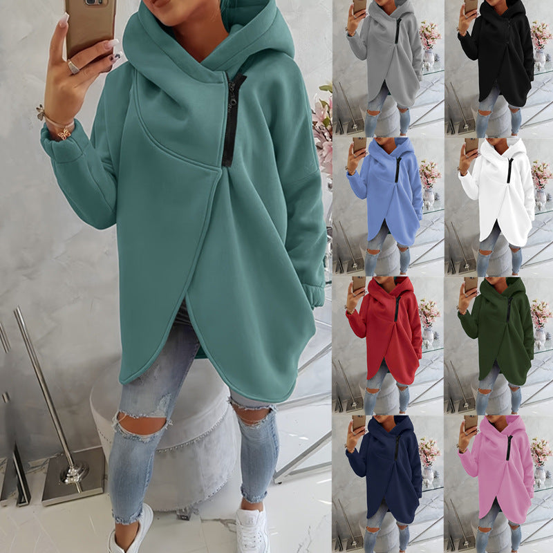 Women's Oversized Fleece Zip Hoodie Sweatshirt