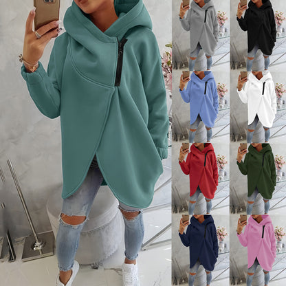 Women's Oversized Fleece Zip Hoodie Sweatshirt