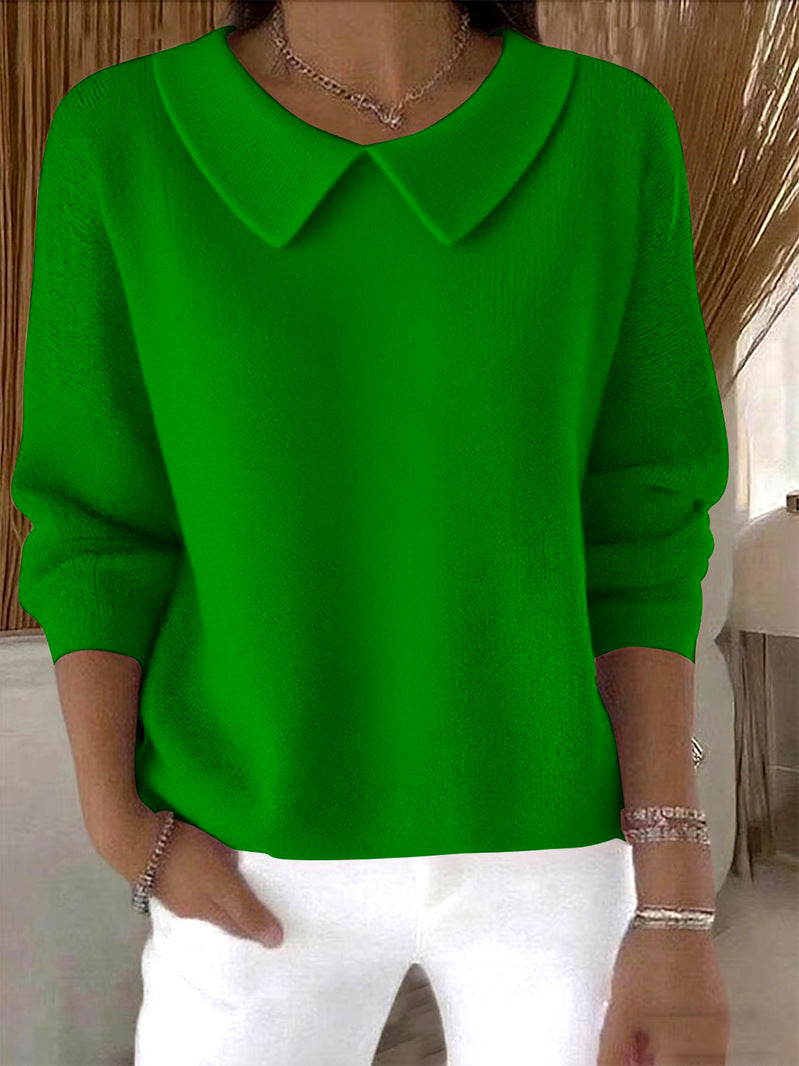 Women's Peter Pan Collar Long Sleeve Loose Casual Pullover