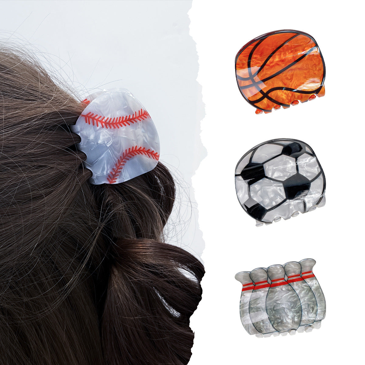 Game Day Hair Claw Clips Basketball Soccer Baseball Tennis