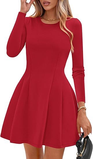 Women's Fall Casual Long Sleeve A-Line Knit Mini Dress