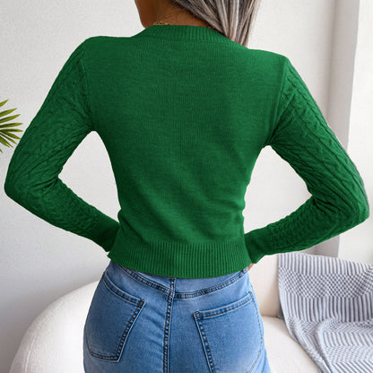 Fashionable Cut-Out Cable Knit Sweater for Fall & Winter