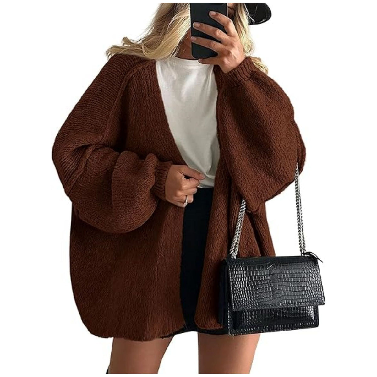 Women's Oversized Chunky Knit Open Front Cardigan Sweater