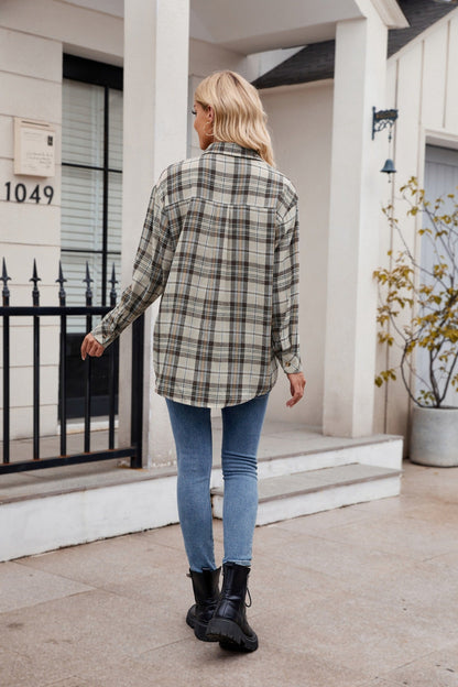 Plaid Flannel Button-Down Shirt for Women