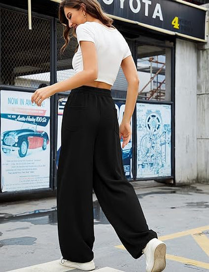 High Waist Drawstring Wide Leg Lounge Pants