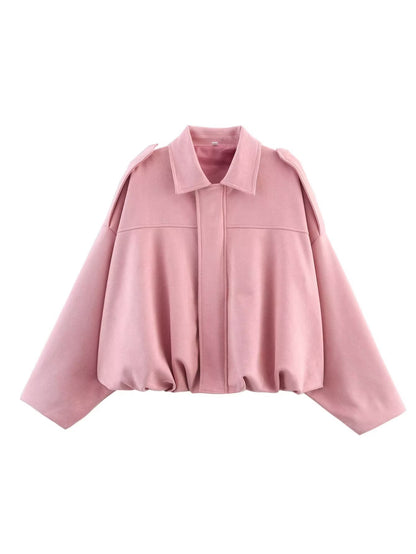 Women's Faux Suede Zip-Up Shirt Jacket