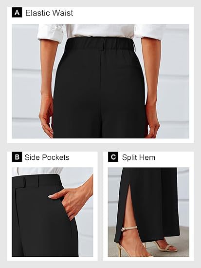 Women's High-Waisted Split Wide-Leg Pants – Elegant Business Trousers