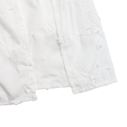 White Boho Maxi Skirt High Slit Embroidered Flowy Summer Vacation