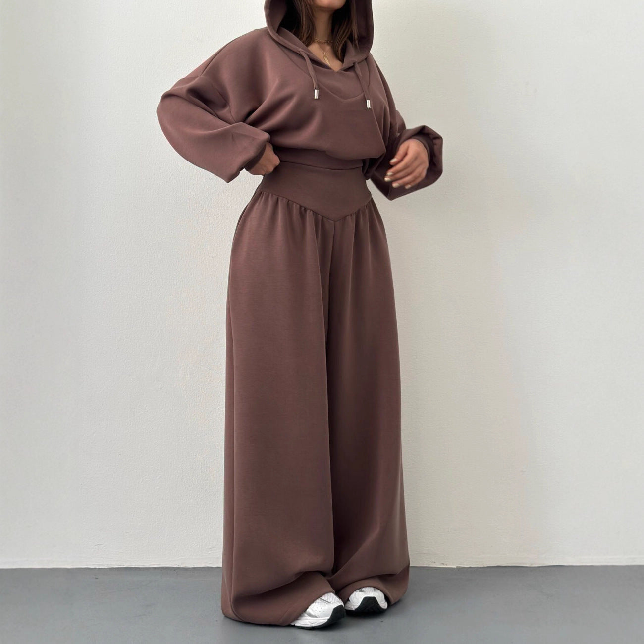 Women's V Neck Hoodie Wide Leg Sweatpants Lounge Set