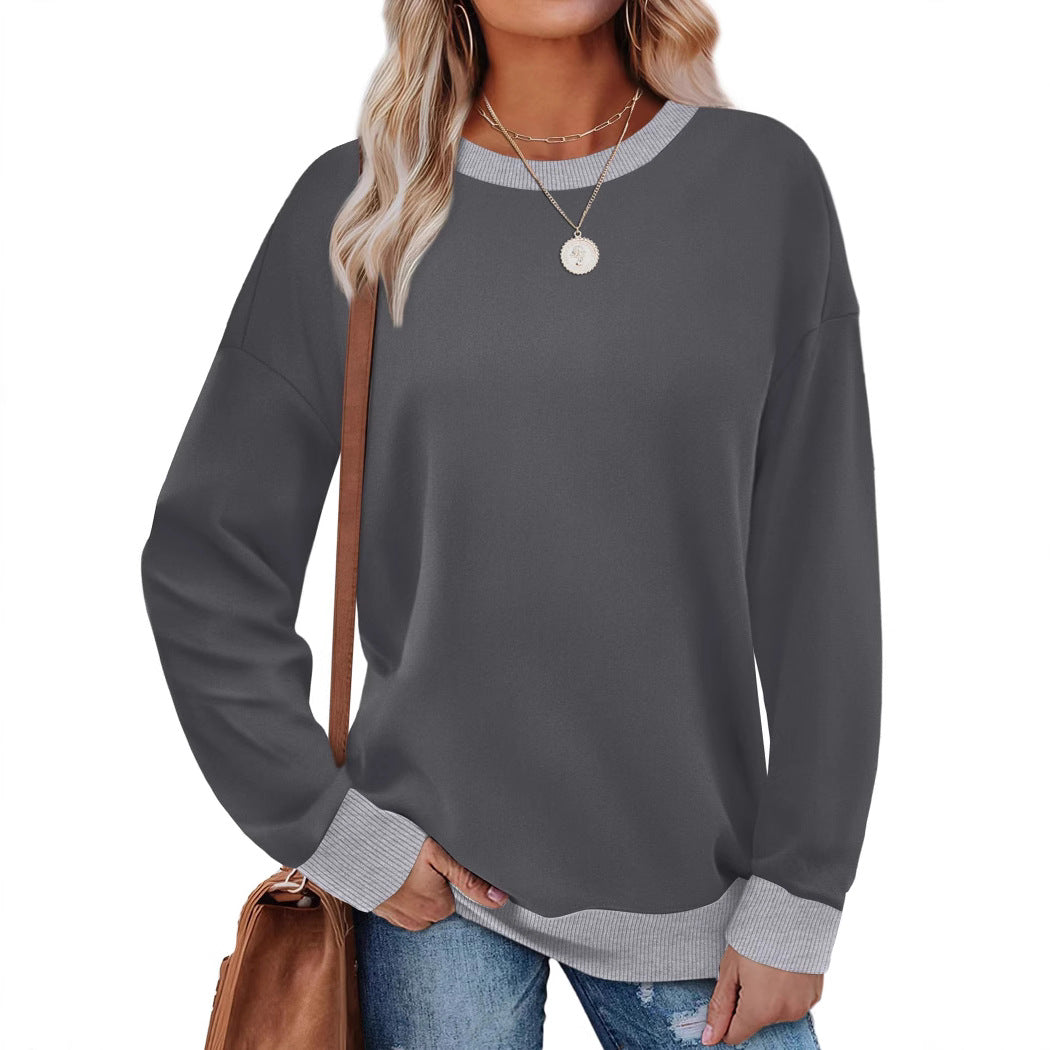 Colorblock Crewneck Pullover Sweatshirt for Women