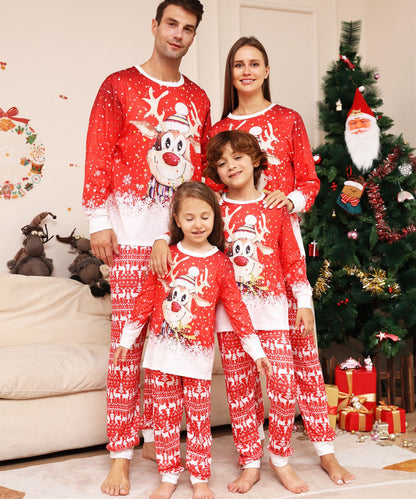 Cartoon Snowflake Deer Parent-child Dress Printed Christmas Pajamas