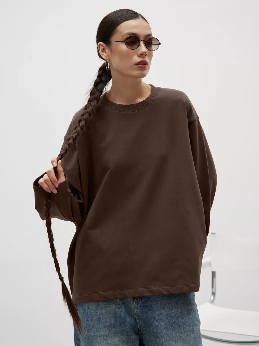 Heavyweight Cotton Long Sleeve Crewneck Oversized T Shirt