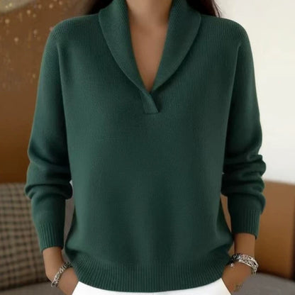 Women's Oversized Shawl Collar Sweater V Neck Pullover